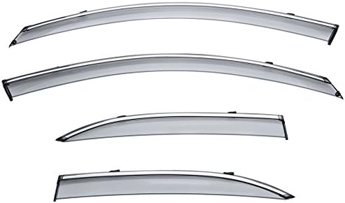 WellVisors Window Visors Wind Deflectors Compatible with Cadillac 2013-2019 ATS Sedan with Chrome Trim Rain Guards 3-847CA003