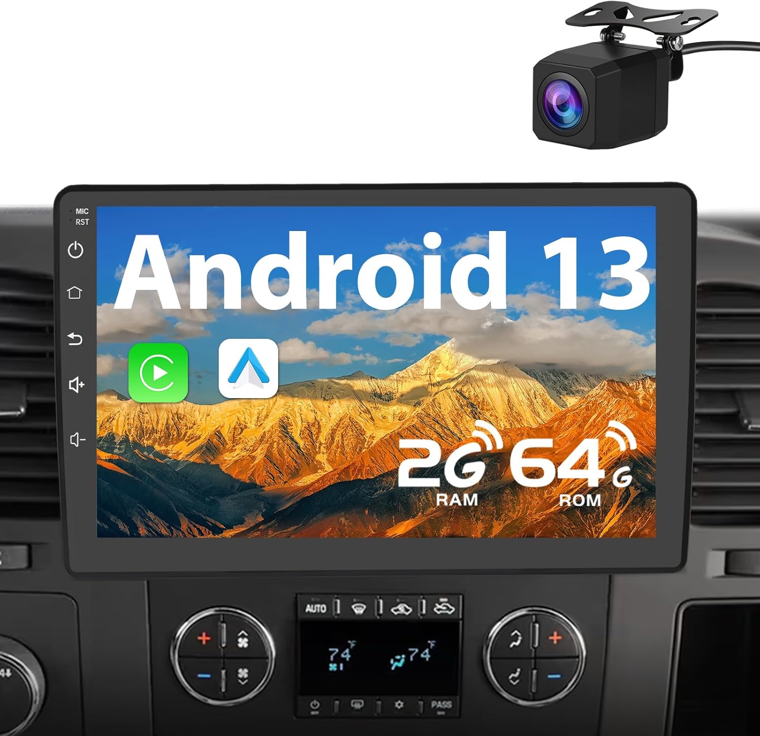 Car Radio Upgrade for Chevrolet Silverado 2007-2013 Tahoe GMC Sierra YukonAndroid 13 2G+64G Radio Stereo Replacement 10 Inch Touchscreen HeadUnit with CarPlay AndroidAuto/GPS/FM/AM/BackCamera