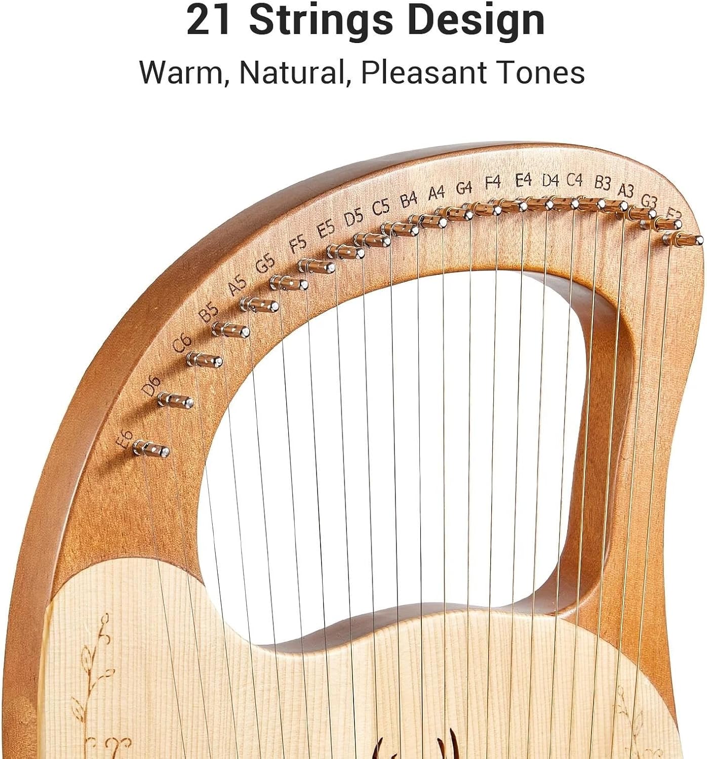 Lyre Harp Set 21 Metal Strings Harp Box Spruce Topboard Mahogany Backboard String Instrument With Tuning Wrench String Picks Sticker