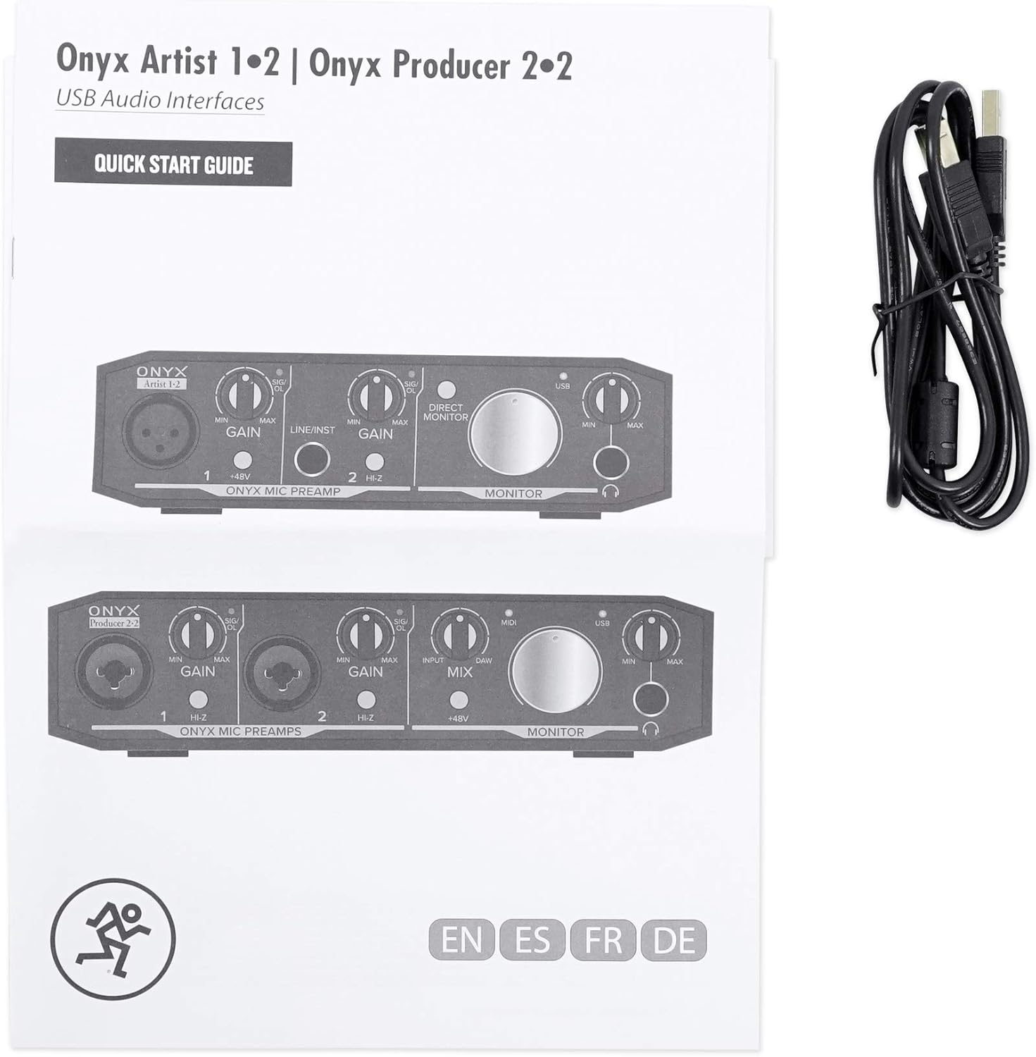 Mackie Onyx Artist 1.2 2x2 USB Audio Recording Studio Interface Bundle with Rockville RMC-XLR High-End Metal DJ Handheld Wired Microphone w (2) Cables