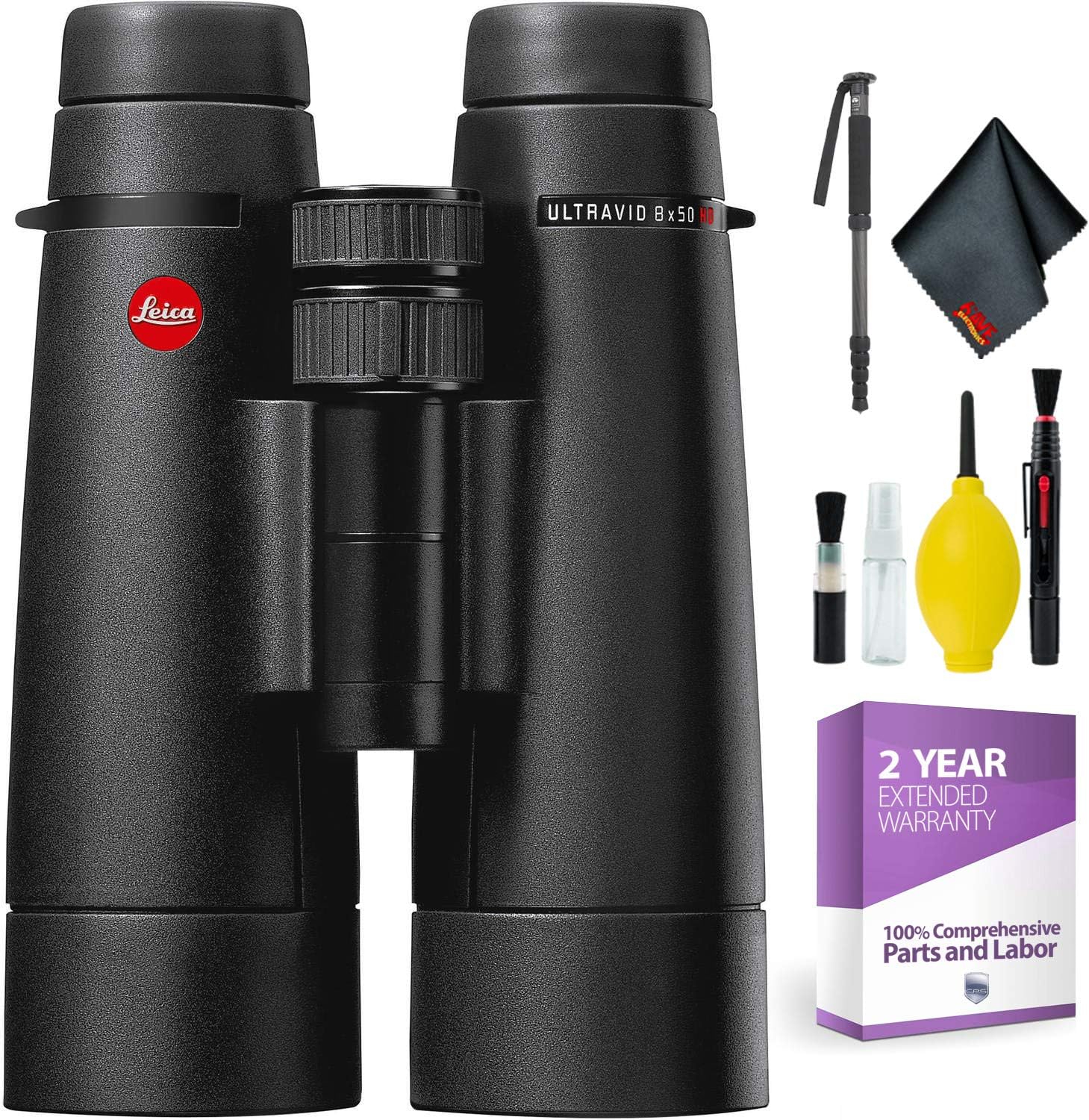 Leica 8 x 50 Ultravid HD-Plus Binocular + Cleaning Kit Essential Accessories Bundle