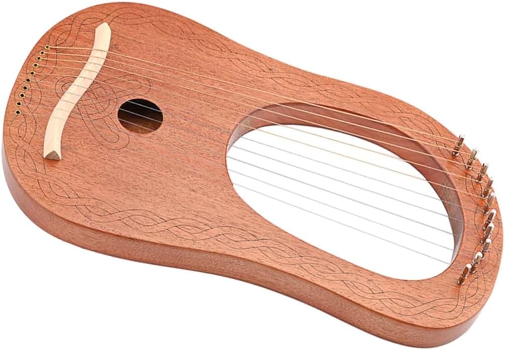 ERINGOGO 10-String Lyre Harp Portable Wooden Harp Tuning Wrench Handheld Musical Instrument for Beginners and Music Lovers