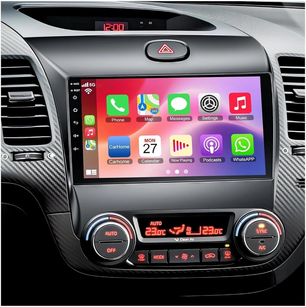 Double Din Radio for Kia K3 2014 [8 Core 4G+64G] Android Radio with Wireless Carplay Android Auto, 9 Inch IPS Touch Screen Car Stereo with Bluetooth, GPS Navigation, Backup Camera, WiFi, SWC, FM