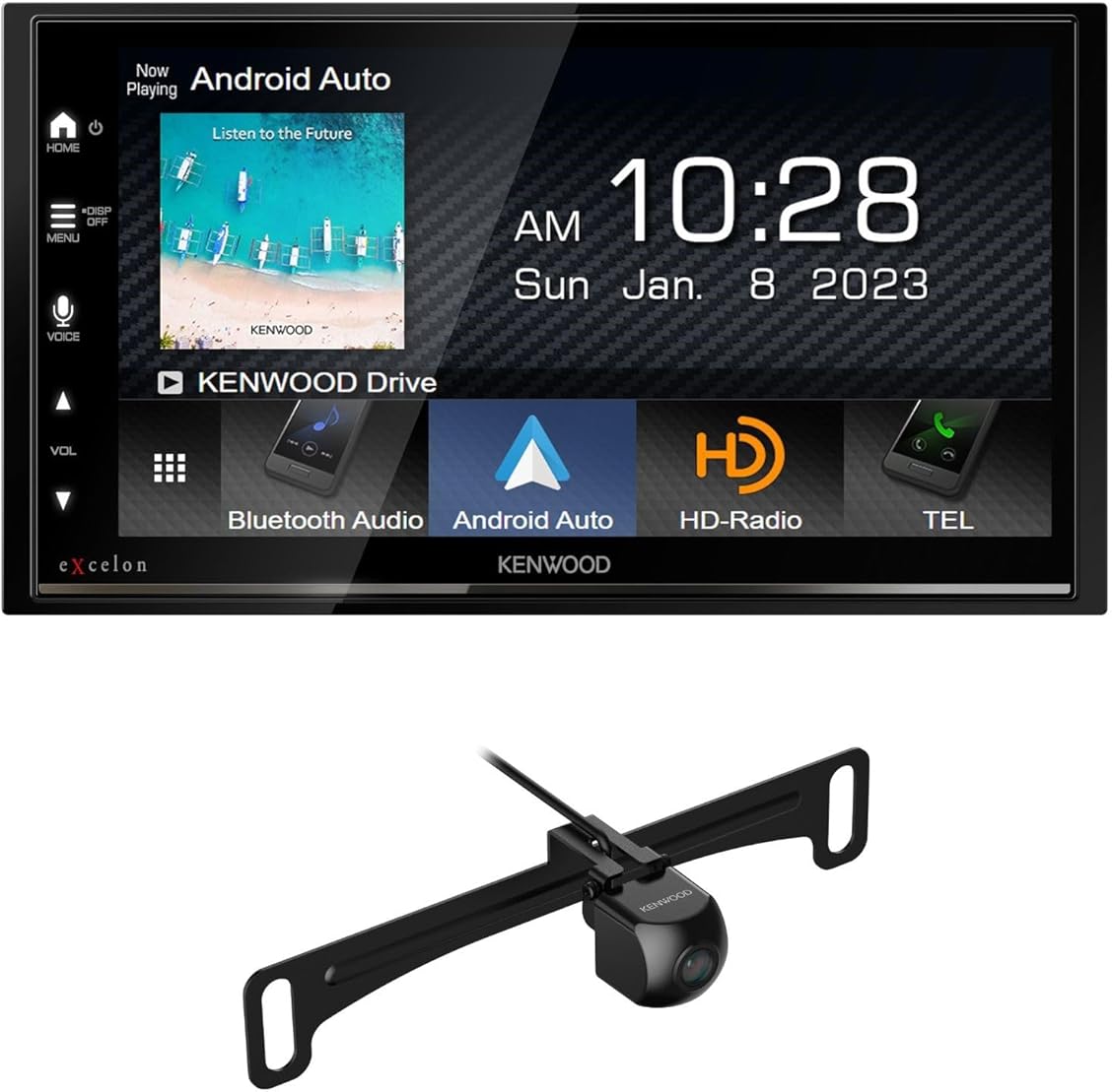 KENWOOD DMX709S eXcelon 6.95-Inch Capacitive Touch Screen, Car Stereo, CarPlay and Android Auto, Bluetooth | Plus KENWOOD CMOS-240U Universal Backup Camera (Renewed)