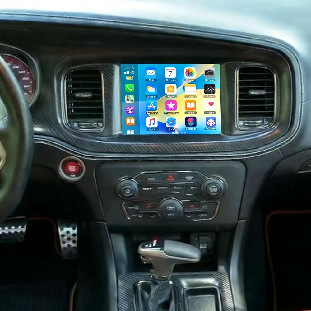 Android 14 Car Stereo for Dodge Challenger 2015-2021,8.4 Inch Double Din Car Radio with Carplay & Android Auto, in-Dash Navigation Radio with BT Mirror Link WiFi FM Radio & Backup Camera-4+64G