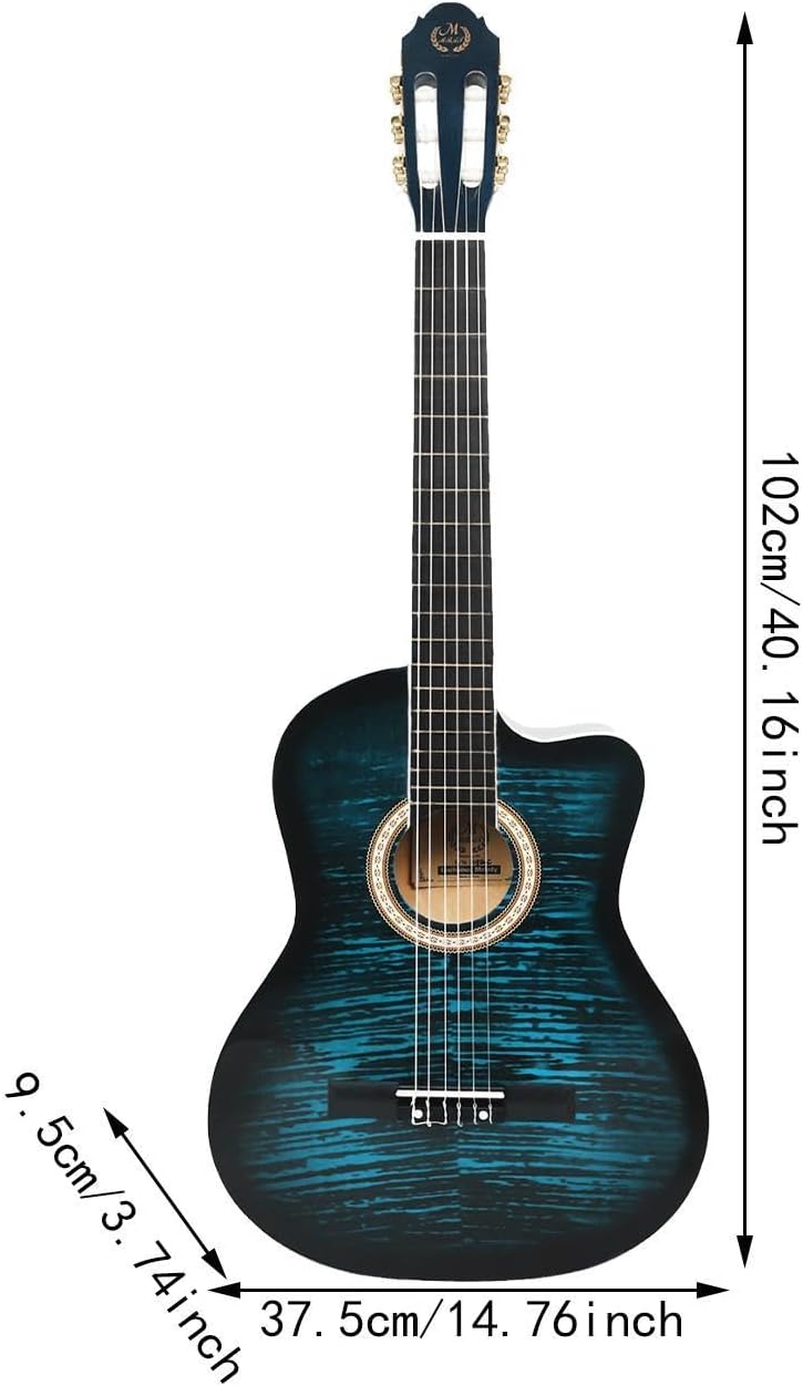 Acoustic Guitar Folk Guitar Musical Instrument Lightweight Adult Performance Grade Notched Guitar for Adult Kids Performances Blue(Blue)