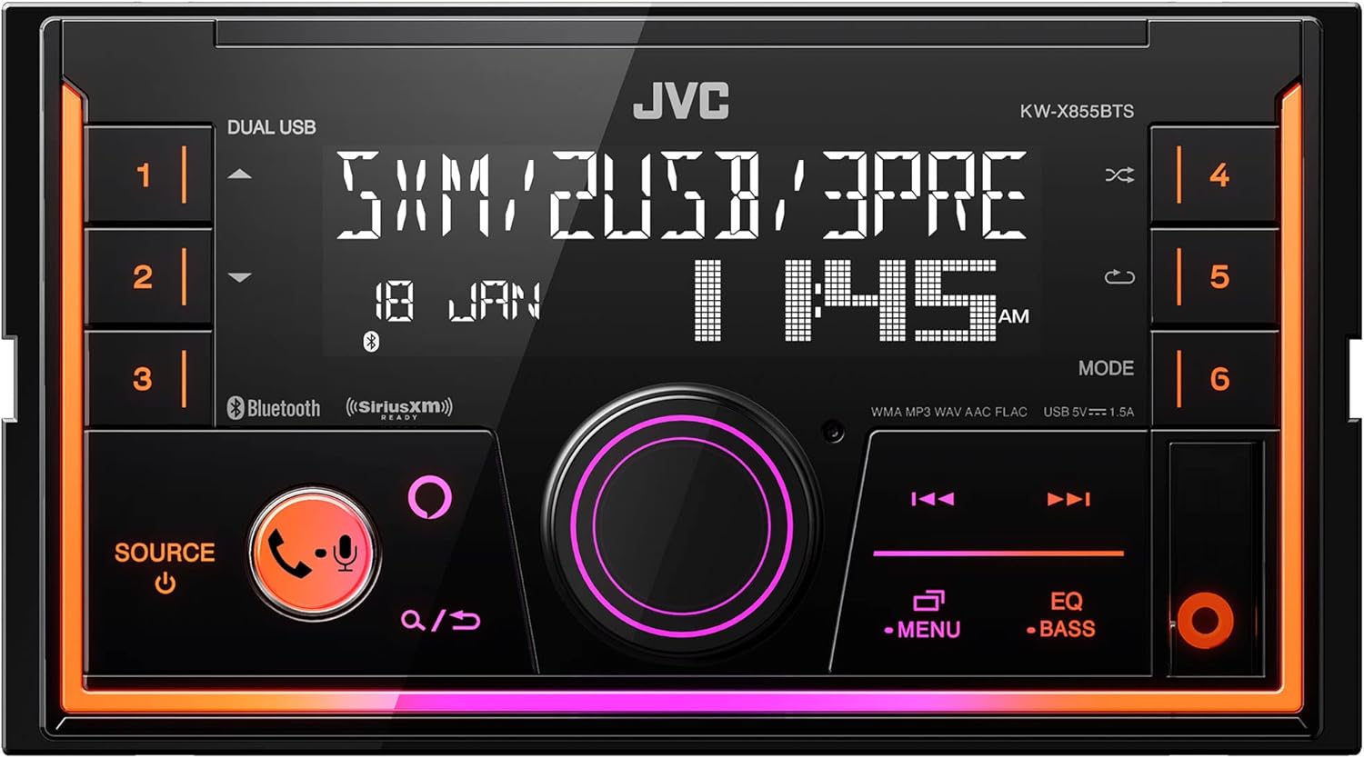 JVC KW-X855BTS Bluetooth Car Stereo Digital Media Receiver with USB Port, AM/FM Radio, MP3 Player, Amazon Alexa, Android, iPhone, Double DIN, 13-Band EQ…