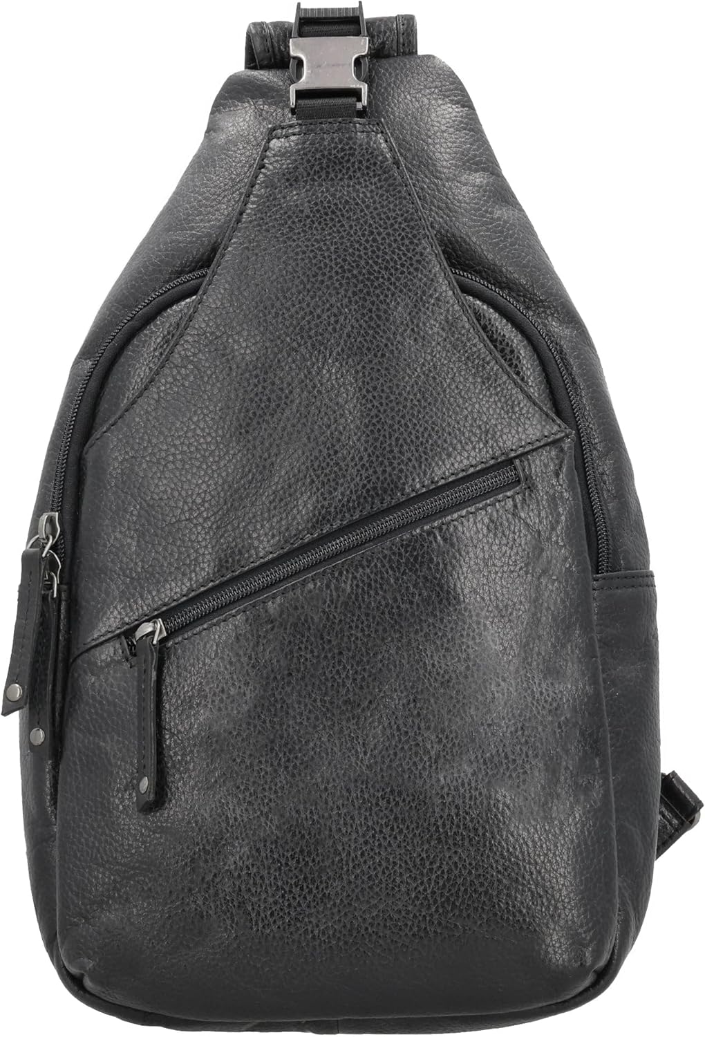Lady Conceal Grayson Large Leather Sling Backpack with Locking Zippers (Black)