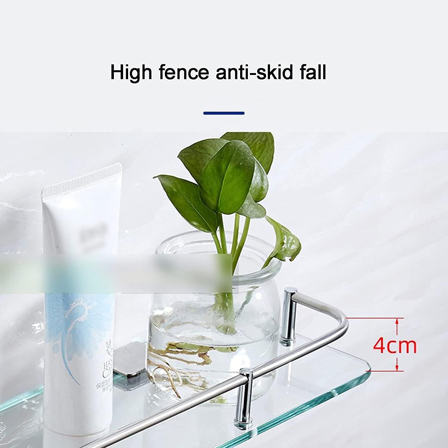 IOCCIOBB Bathroom Glass Shelf Small Locker Bathroom Glass Shelf Shower Shelf Storage Shelf Wall Mount Bracket Tempered Glass Shelf (Color : Style2, Size : 50 * 10.5 * 4cm)