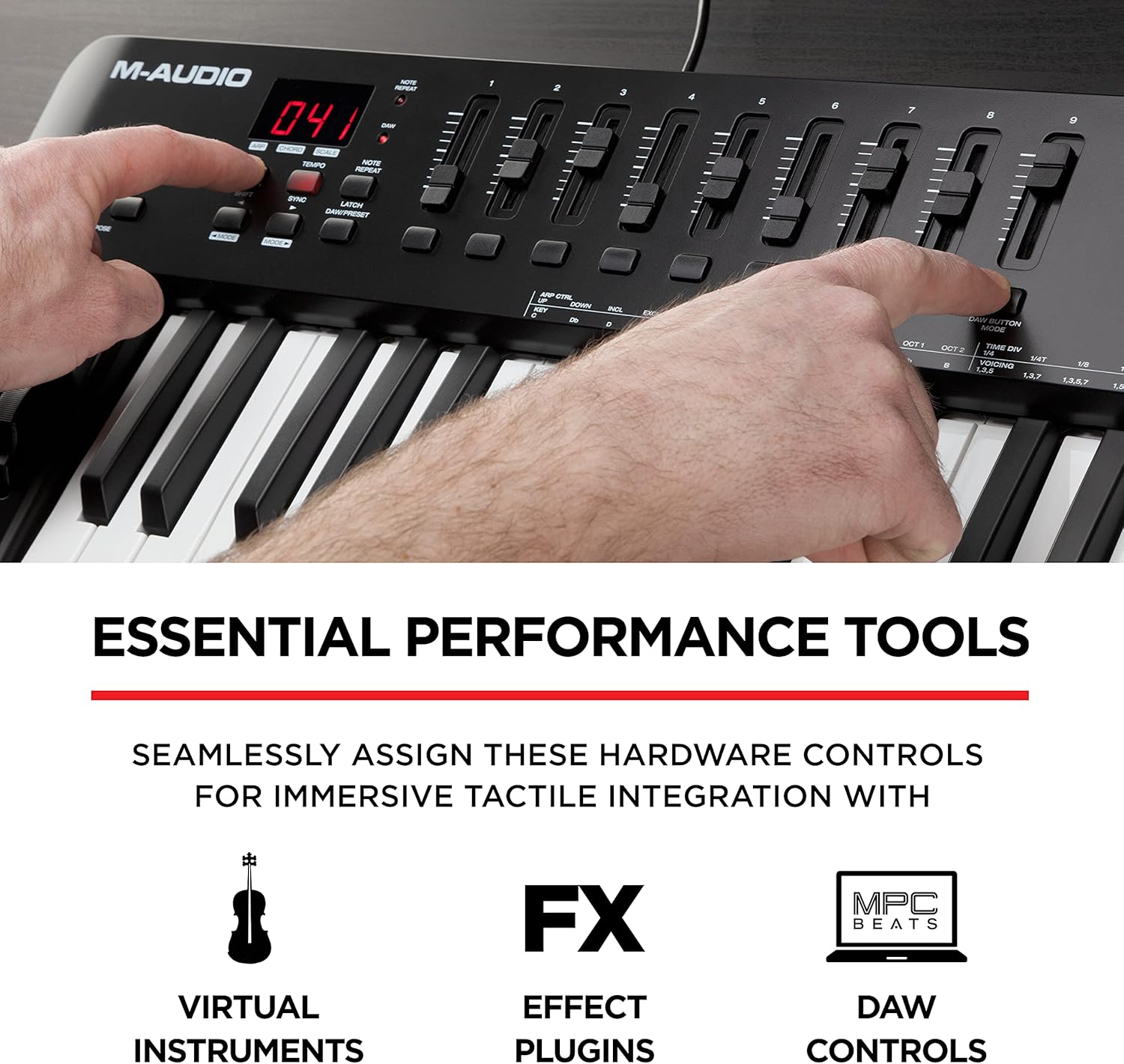 M-Audio Oxygen 49 (MKV) – 49 Key USB MIDI Keyboard Controller With Beat Pads, Smart Chord & Scale Modes, Arpeggiator and Software Suite Included & SP-1 | Sustain Foot Pedal or FS controller