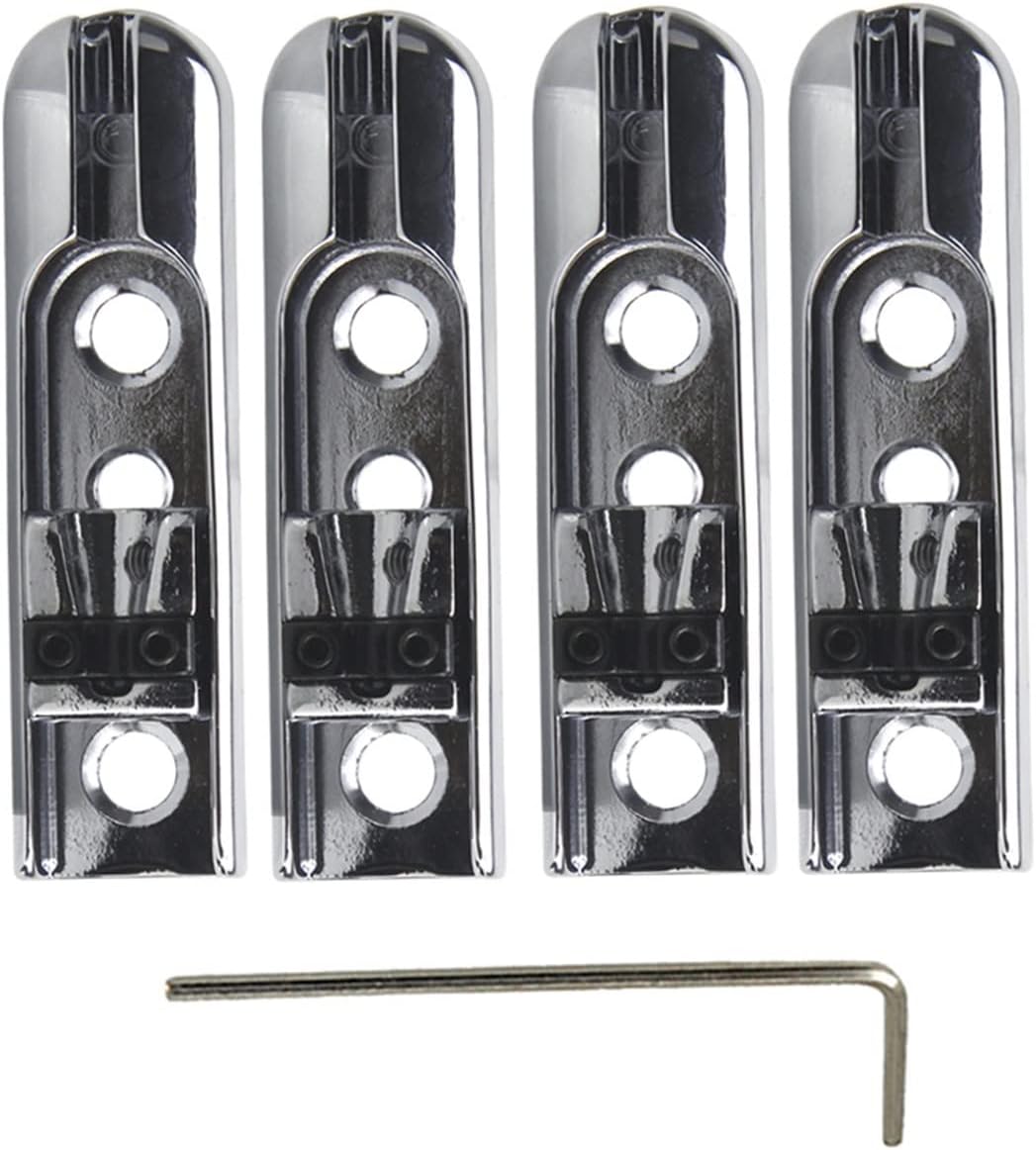 4pcs Individual 4 String Bass Bridge Chrome Bass Guitar Parts Guitar Parts Bridge