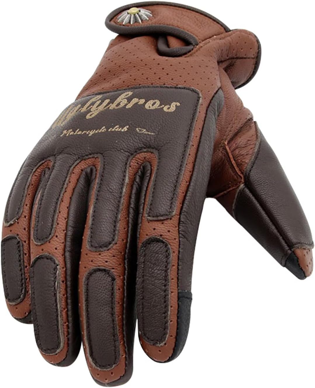 Retro Leather Motorcycle Gloves for Men Women, Warm Breathable Shockproof Touchscreen Anti-Slip with Thickened Palm Pad, Gear for Racing Cycling Running