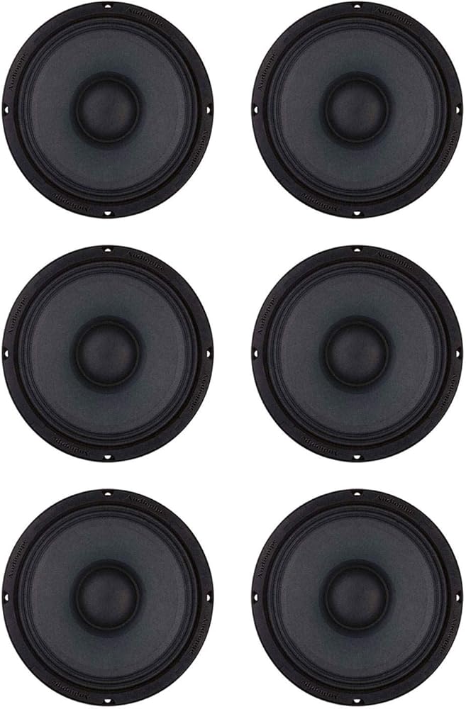 Audiopipe APMB-8B 8 Inch 500 Watt 8 Ohm Low/Mid Bass Frequency Car Audio Loudspeaker with 2 Inch TIL Voice Coil (6 Pack)