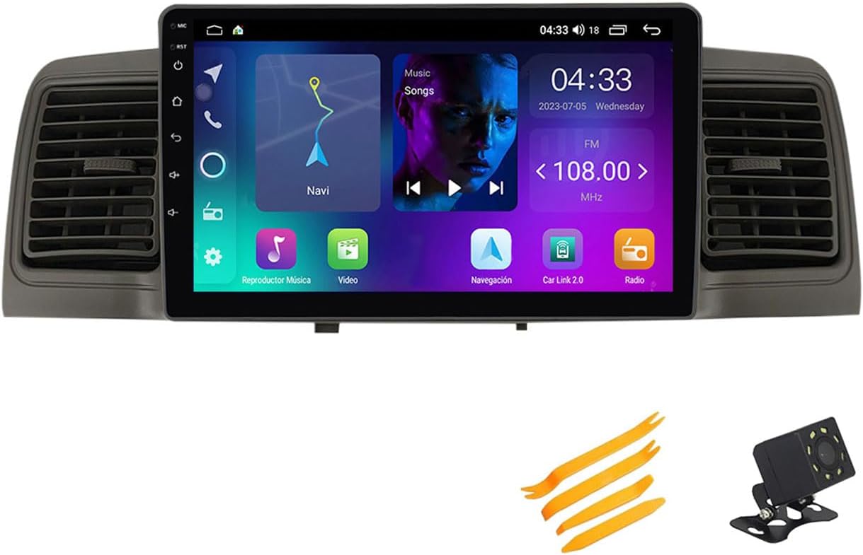 Android 13 Car Stereo Bluetooth Car Play 2 DIN Touch Screen Compatible with Toyota Corolla EX 2007~2012 9In QLED Display Car Radio with Navigation Android Auto FM RDS SWC,4 Core NF1 1G+32G