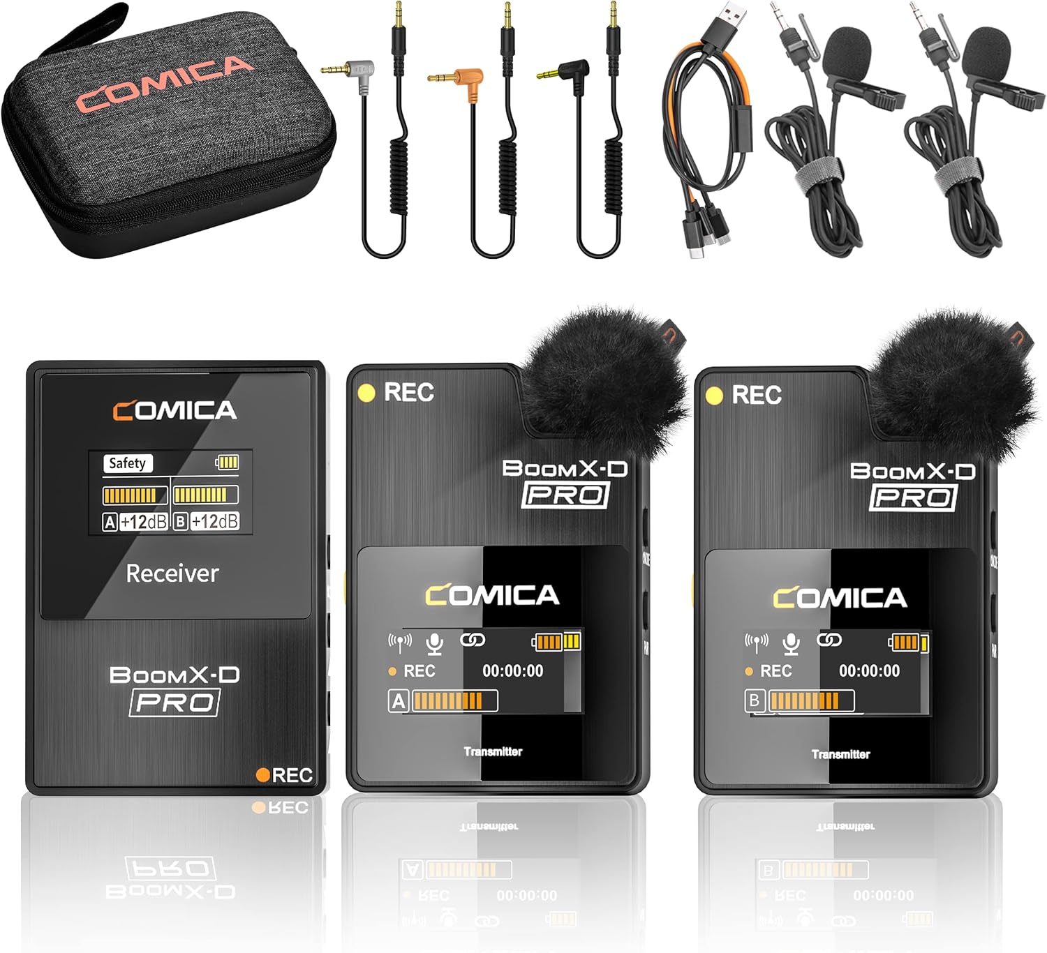 COMICA BoomX-D2 PRO Wireless Lavalier Microphone for iPhone Android Camera PC, Lapel Mic with 16GB Storage, Safety Audio Track, Noise Cancellation, Lav Mic for YouTube TikTok Video Recording