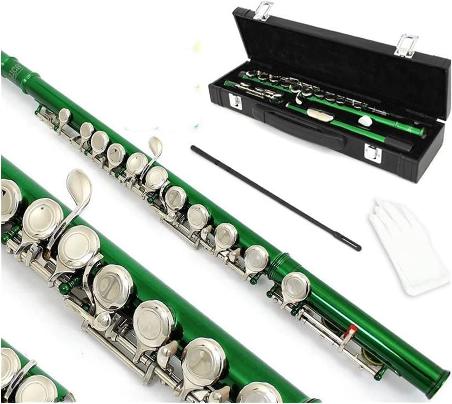 Flutes Flute Cupronickel Plated Silver 16 Holes C Key Woodwind Instrument with Gloves Padded Case (Color : 04)