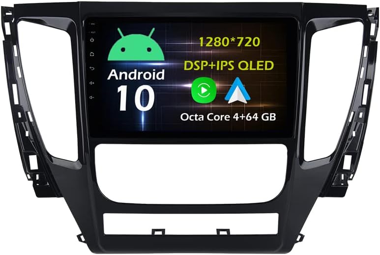 9''Android Car Stereo Radio for 2016-2018 Mitsubishi Pajero Sport Octa Core Android 10.0 Touchscreen Headunit supports GPS Navigation Carplay Android Auto Bluetooth DSP SWC 4G AHD Camera-4+64