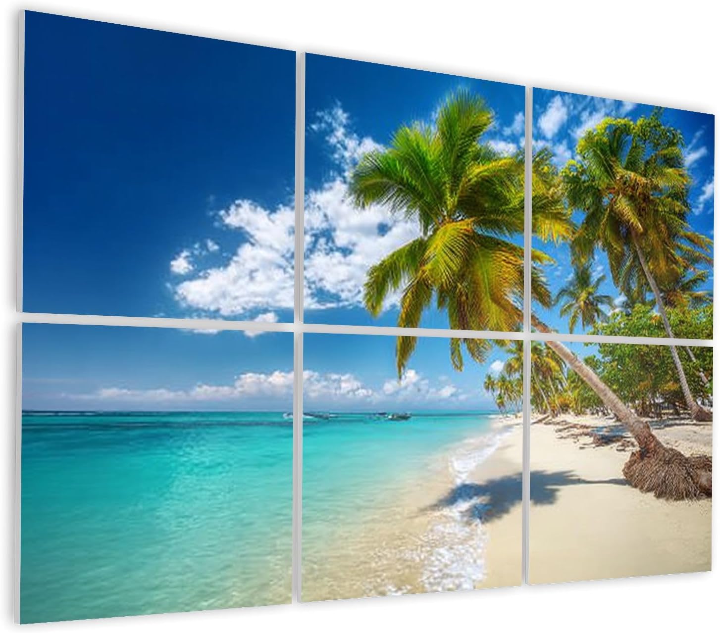 6 Pack Art Acoustic Panels Self Adhesive Tropical Beach Punta Cana Dominican Republic Caribbean Island Decorative Soundproof Wall Panels Sound Absorbing Panel 48