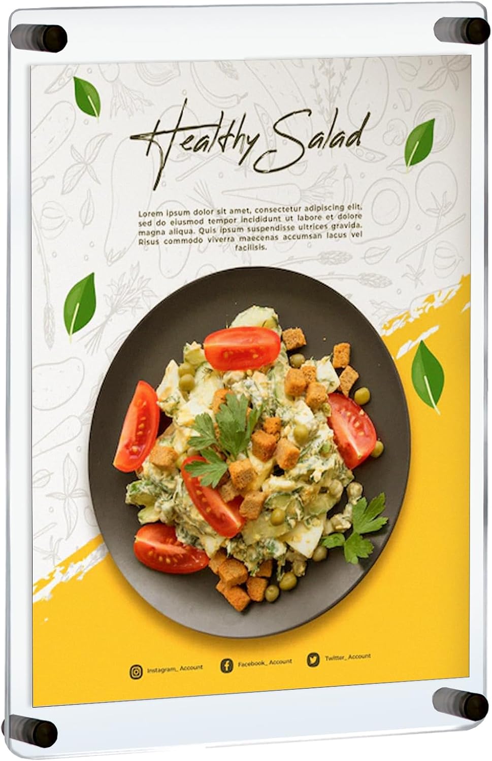 Azar Displays 105531-BLK-2PK 22x28-Inch Wall Mount Standoff Acrylic Poster Frame Clear Acrylic Wall Frame Frameless Poster Sign Holder with Rounded Corners. Overall Size 31.5” x 23.5”(Pack of 2)