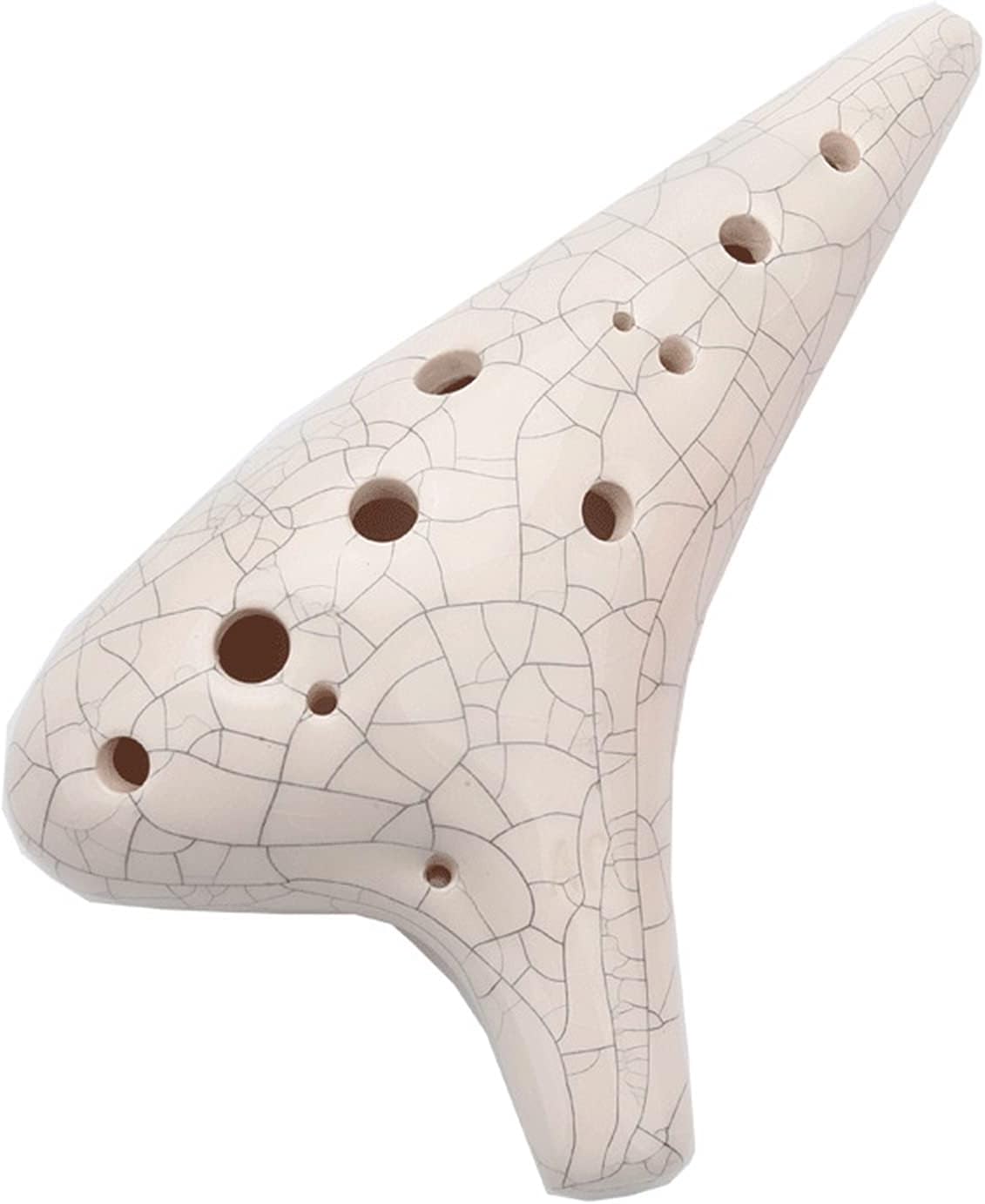 Ocarina Classical Blue 12 Holes Ocarina Alto C Music Instrument Bright Glaze Pottery Woodwind Instrument, White
