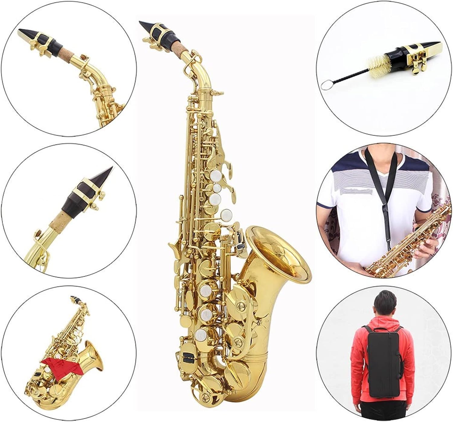 Brass Golden Carve Pattern Bb Bend Saxophone Sax Pearl White Shell Buttons Wind Instrument