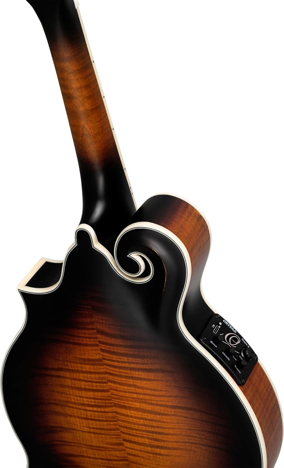 Ortega Guitars, 8-String F-Style Series All Solid Acoustic-Electric Mandolin w/Bag, Right, Gold (RMFE100AVO)