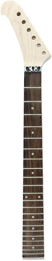 Left-Handed Banana Guitar Neck for replacement, 22 Fret Maple Neck with Rosewood Fingerboard, Locking Nut Installed, 25.5