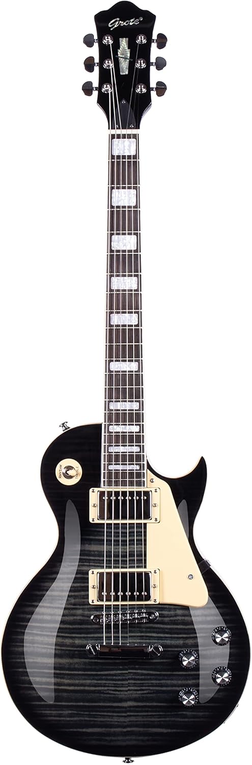 Grote Electric Guitar Solid Body LPYS-006 Maple Neck, Stainless Steel Frets, Ideal for All Levels, with Gigbag(Black)