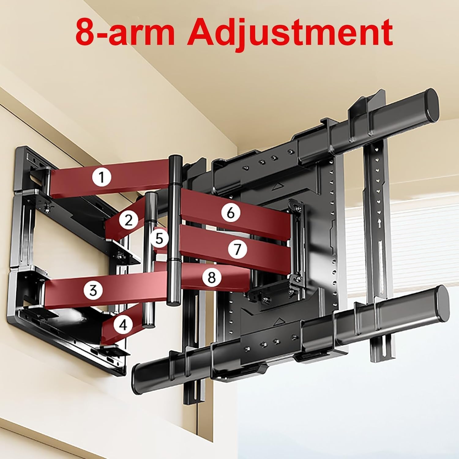 Full Motion TV Wall Mount for 40-100 Inch TVs, TV Wall Mount, Articulating 8 Arms Extension Rotation, Adjustable TV Brackets with Swivel Tilt