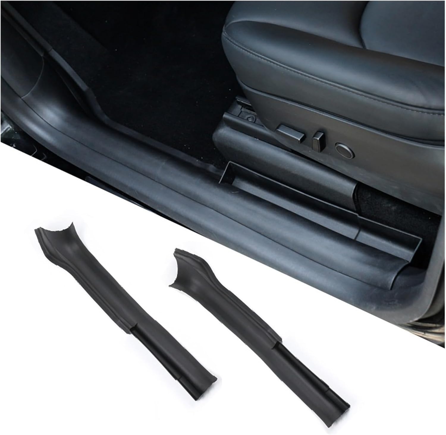 ICOBES Front Door Sill Plate Cover TPE Rubber Suff Protection Hidden Pedal Rest Corner Anti-Kick Pads Car Accessories，Compatible for Tesla Model Y (Color : Gold)