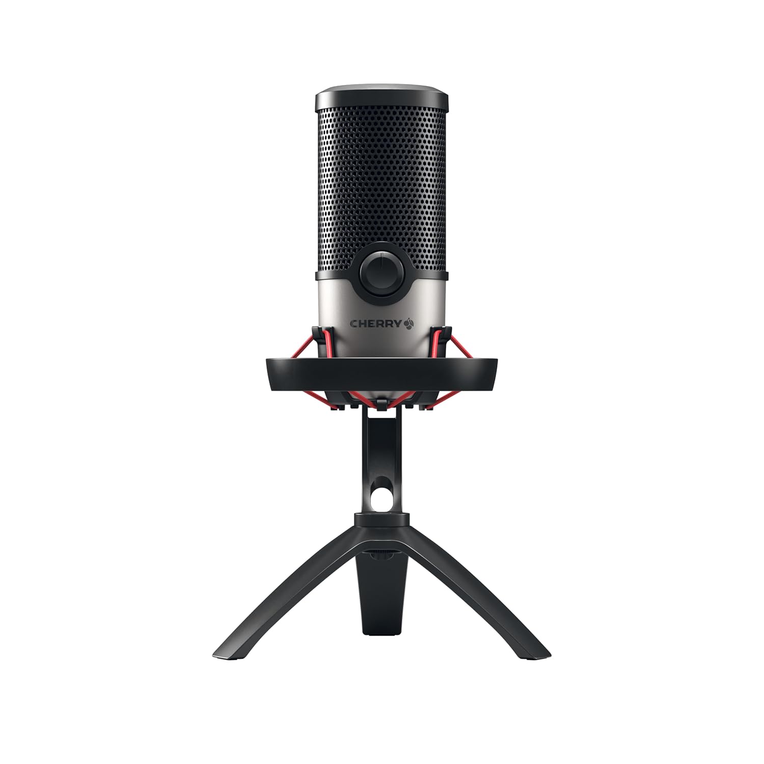 Cherry UM 6.0 Advanced, USB Microphone for Streaming, Podcasts, Home Office, 2 Directional Patterns, Shock-Mount, Compatible with PC/Mac/PS4/PS5, Silver/Black