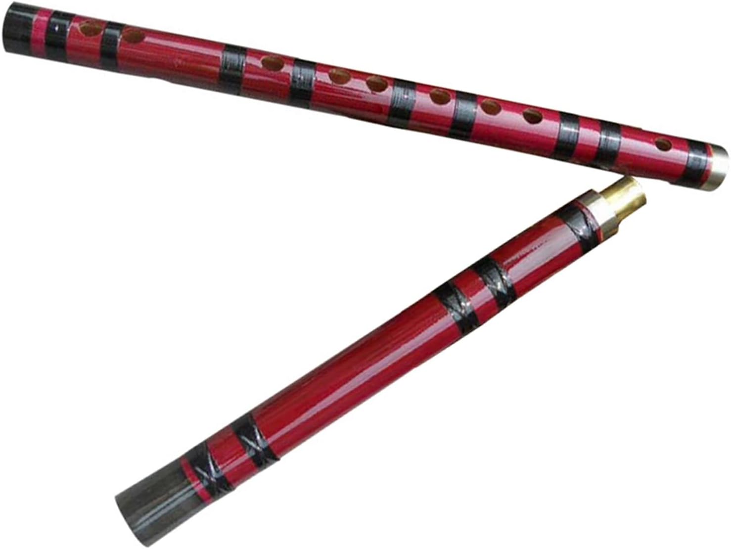 Chinese Bamboo Flute Red Single Plug White Copper 2-Section Bamboo Flute Dizi Beginner Woodwind Instrument Tied Flute (Color : G)