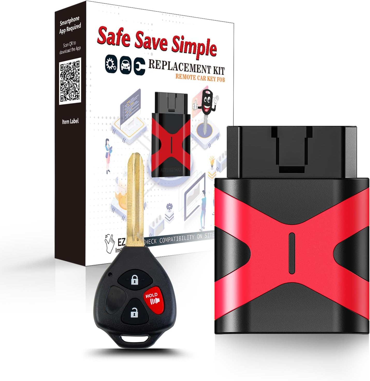 Simple Key Remote Pairing Kit , Replacement for Toyota RAV4 Key fob Programmer 2006 - 2018 ,Fit Head Key and Keyless Entry Smart Key (2006-2010 HYQ12BBY 4D67 Chip)