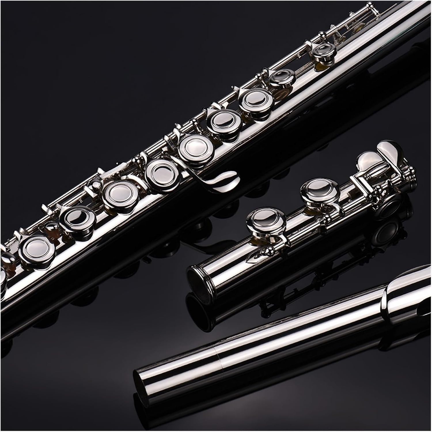 Flute Flute Silver Plated 16 Holes C Key Cupronickel Woodwind Instrument with Cloth Stick Bag Flutes Musical Instruments