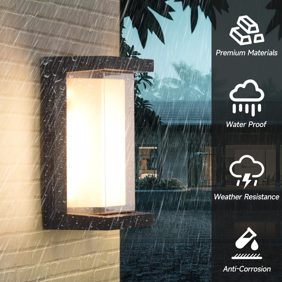 24W Porch Lights Outdoor 2160LM Modern Exterior Lights Fixtures 3CCT 3000K/4000K/6000K Black Outdoor Wall Lights LED Wall Mount Sconce for Garage Front Door Porch Hallway Doorway 2 Pack