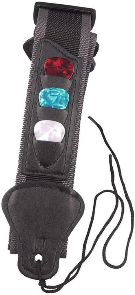 Adjustable Guitar Strap Belt Leather with 3 Plectrums Pick Holders Electric Acoustic Bass Accessories