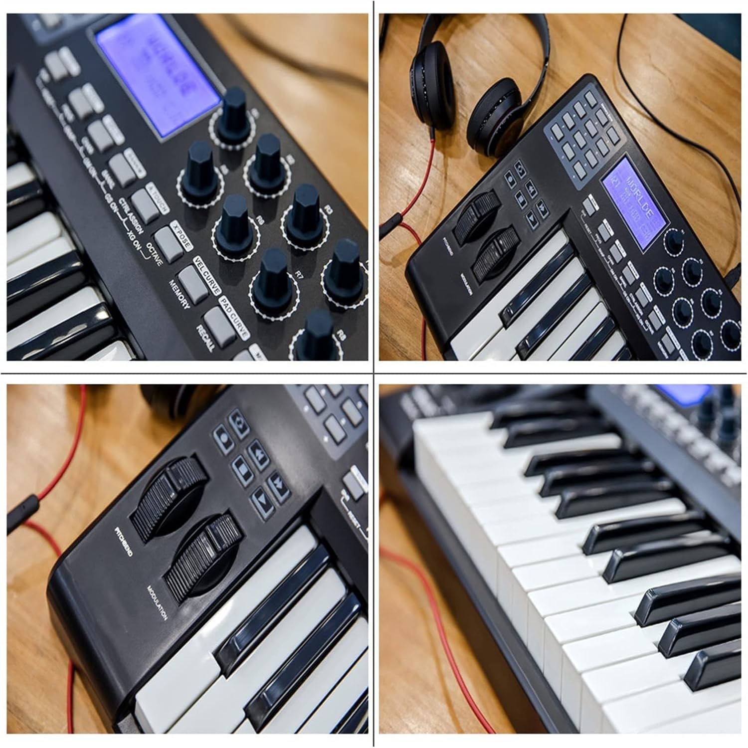 61-Key USB MIDI Keyboard Controller 8 RGB Colorful Backlit Trigger Pads with USB Keyboard Piano