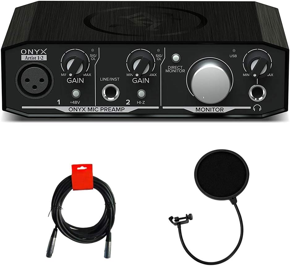 Mackie Onyx Artist 12 USB Audio Interface Bundle with Pop Filter & XLR-XLR Cable
