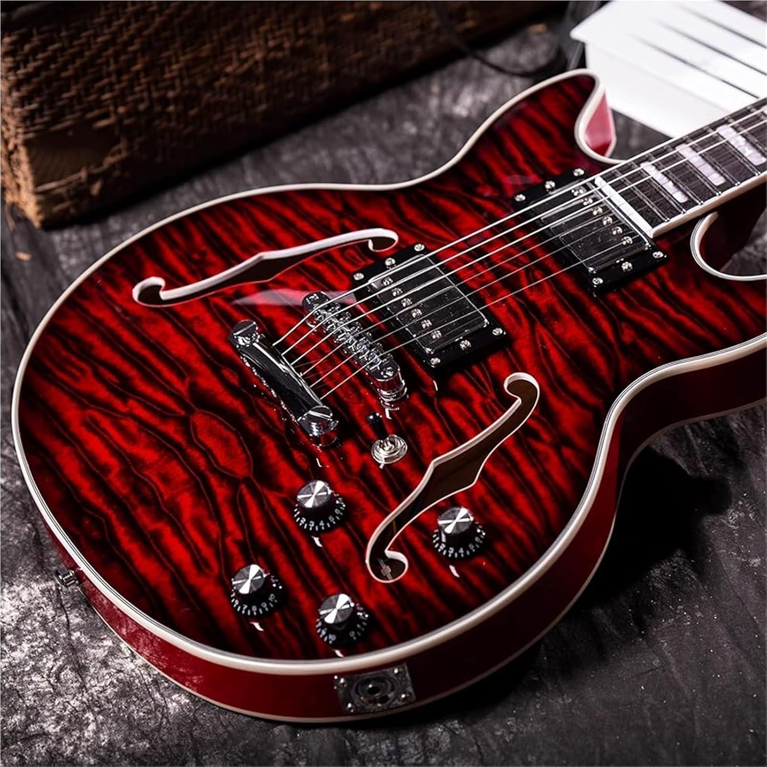 Beginner Electric Guitar Kits Red Semi Hollow Body Electric Guitar