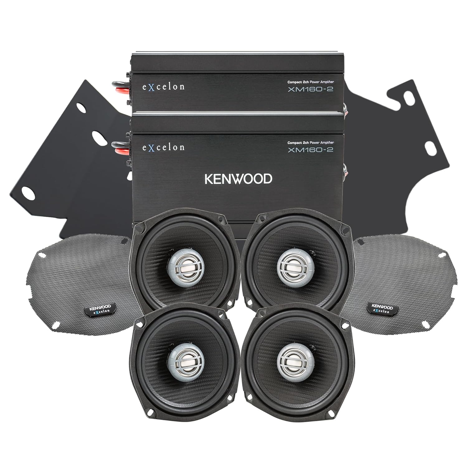 KENWOOD Excelon Motorsports P-HD4UTRG-98 Road Glide Ultra with Tour Pak Front & Rear Amplifier Package for 1998-2013 Motorcyle Models