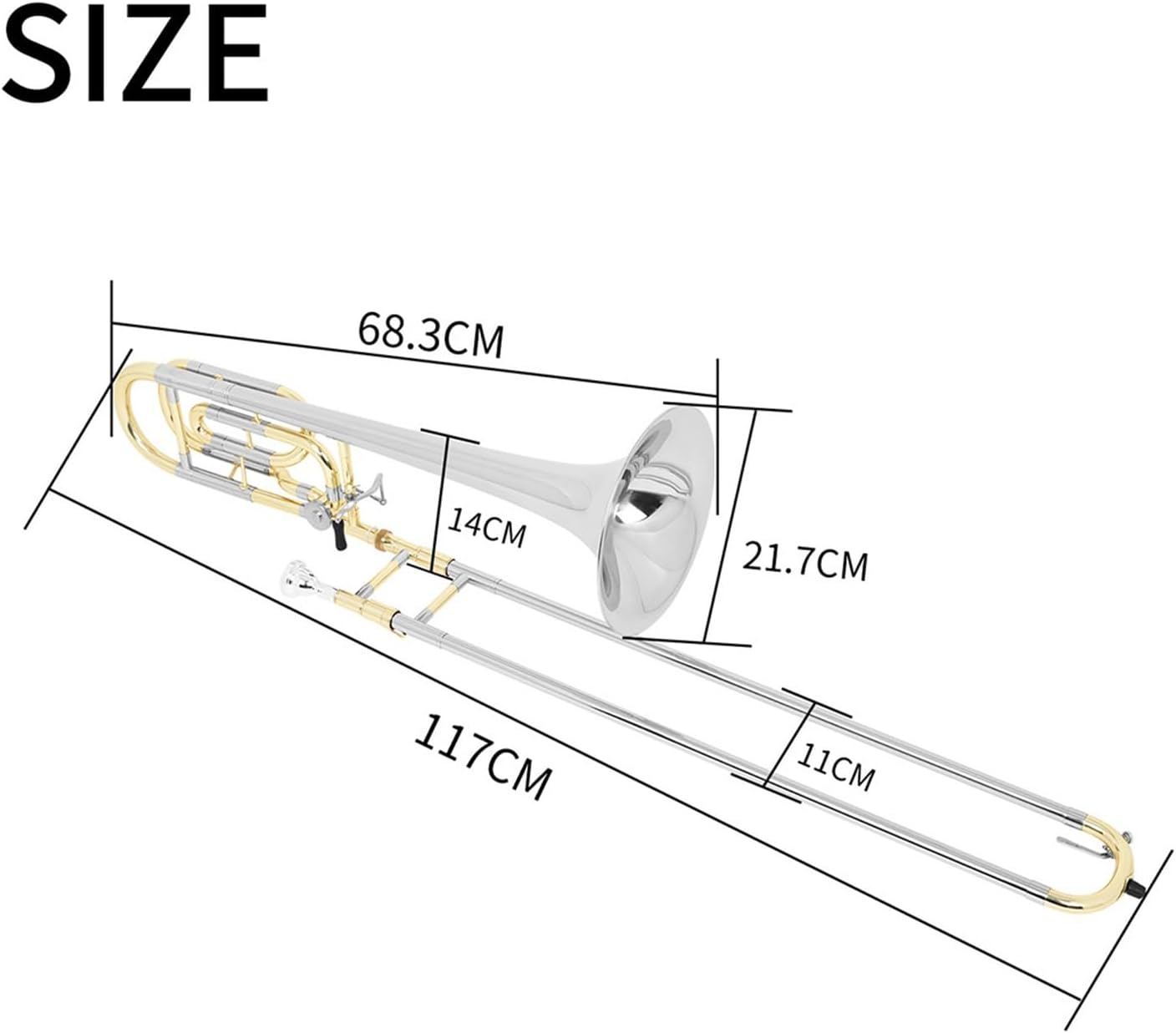 Adult Trombone Instrument Professional Tenor Trombone Instrument Gold And Silver Color B Flat Key Transposition