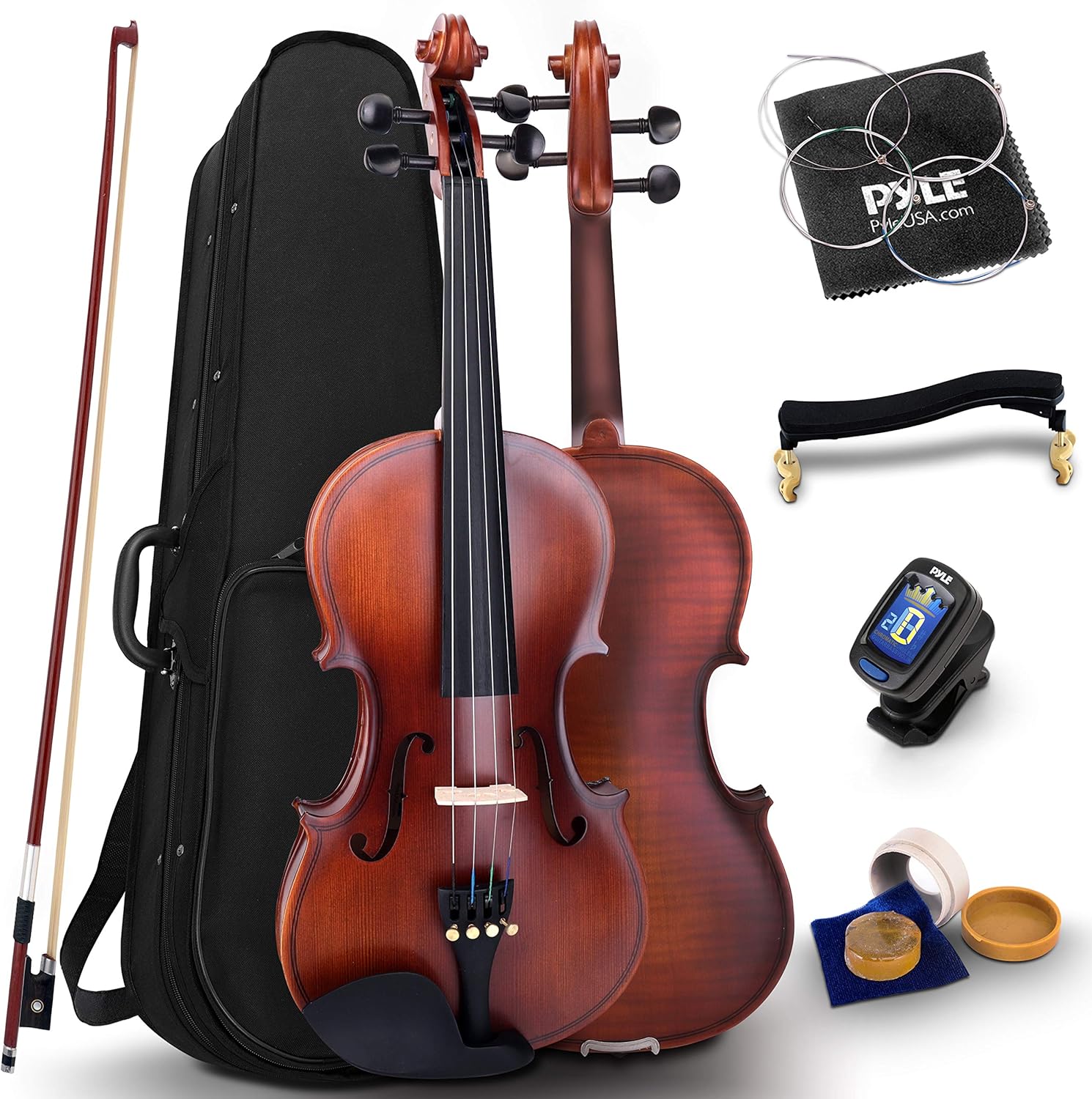 Full Size Beginner Violin - 4/4 23-Inch Student Full Size Violin Starter Kit Adult w/Premium Travel Case & Student Bow, Extra Strings,Shoulder Rest & Cleaning Cloth