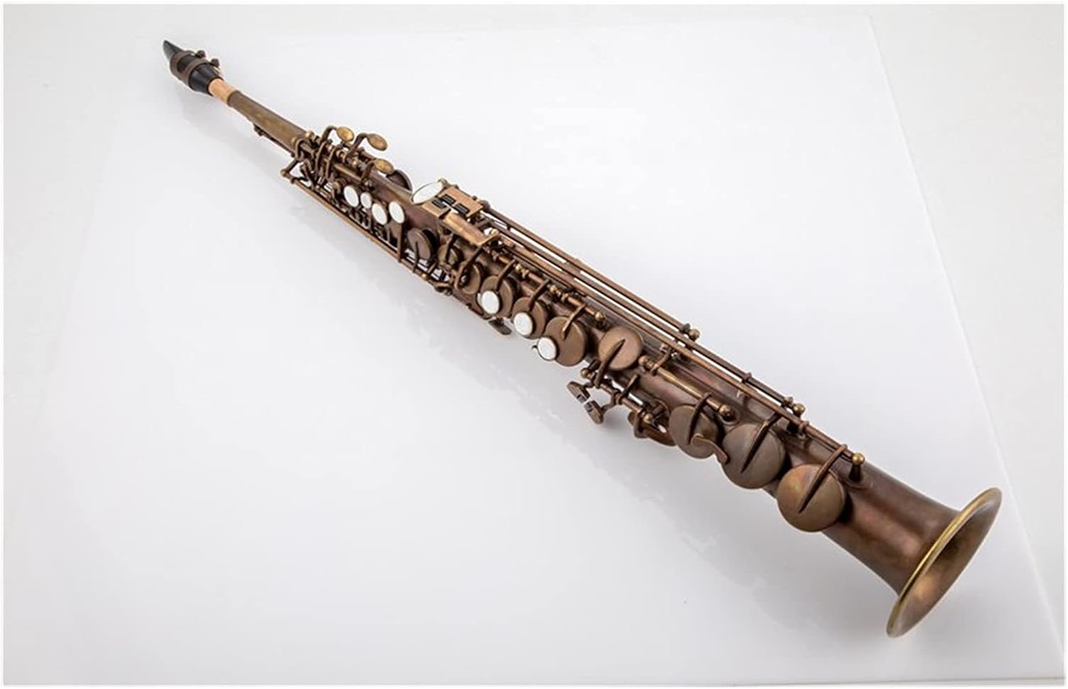 Sax Beginners Kit Brass Straight Soprano Sax Saxophone Bb B Flat Woodwind Instrument Natural Shell Key Carve Pattern Wind Instrument