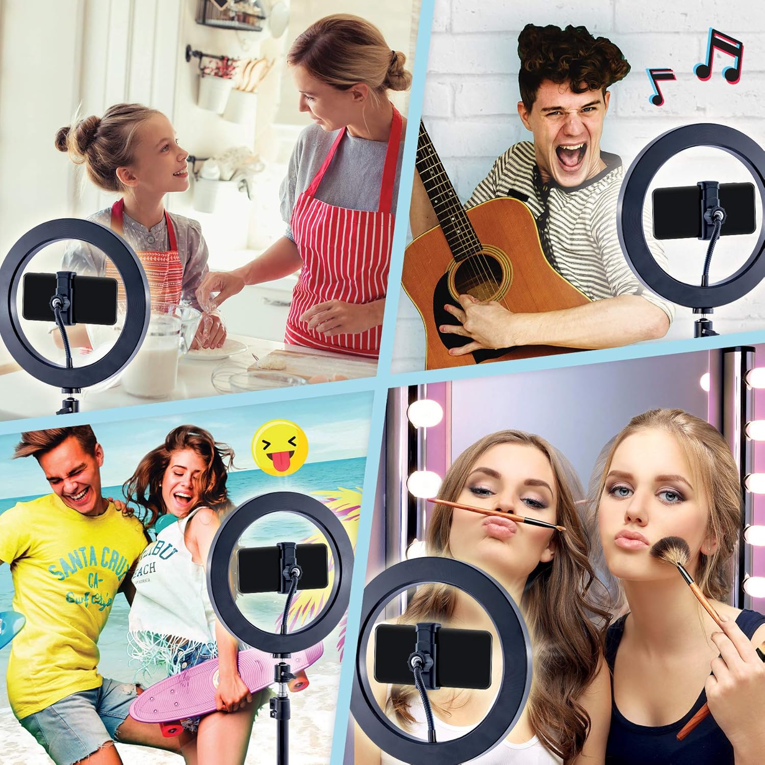 So DIY TikTok Instagram YouTube Ring Light with Green Screen and Phone Mount Tripod. Studio Creator Influencer Video Creator Kit