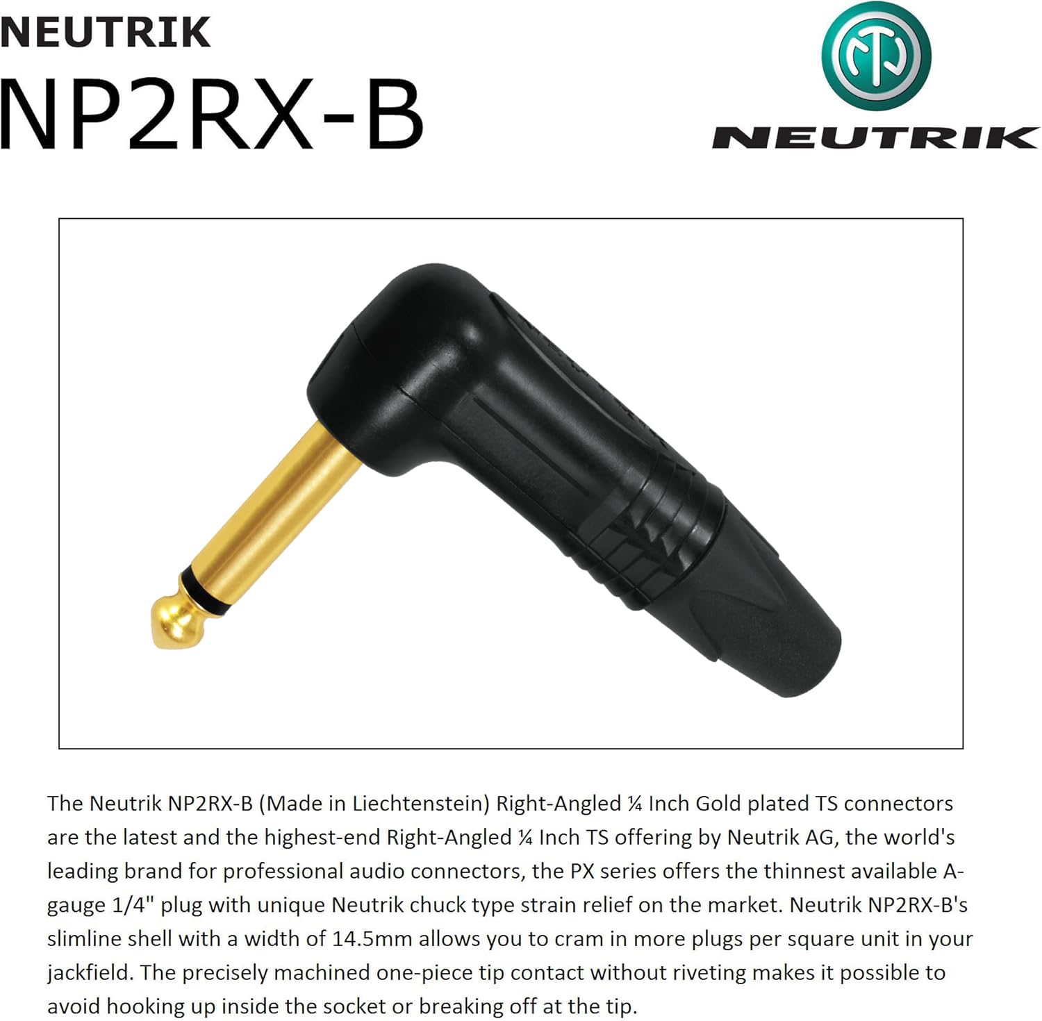 50 Foot - WBC-PRO-Guitar – 20 AWG - Low-Cap (18pF/ft) – Pro-Grade – Graphite-Based - Dual-Shielded Guitar, Bass, Instrument Cable with Neutrik Straight to Angled ¼ Inch (6.35mm) Gold TS Connectors