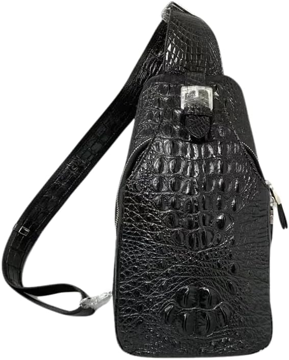 Casual Style Genuine Alligator Leather Men's Small Travel Chest Bag Authentic Exotic Crocodile Skin Male Crossbody Messenger Bag