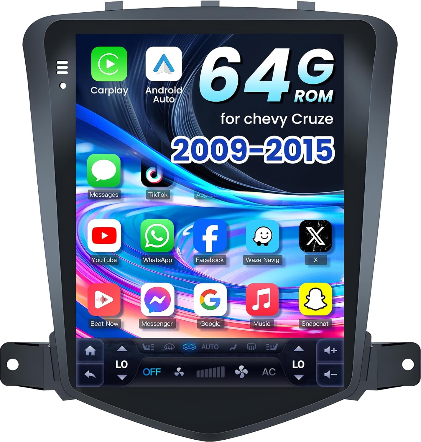 4Core+64GB RAM Car Radio for Cruze 2009 2010-2015: 10.4 Inch 1280 * 800 HD Touchscreen Car Stereo - Wireless Carplay Andriod Auto Mirror Link Bluetooth 5GWiFi Backup Camera GPS FM SWC