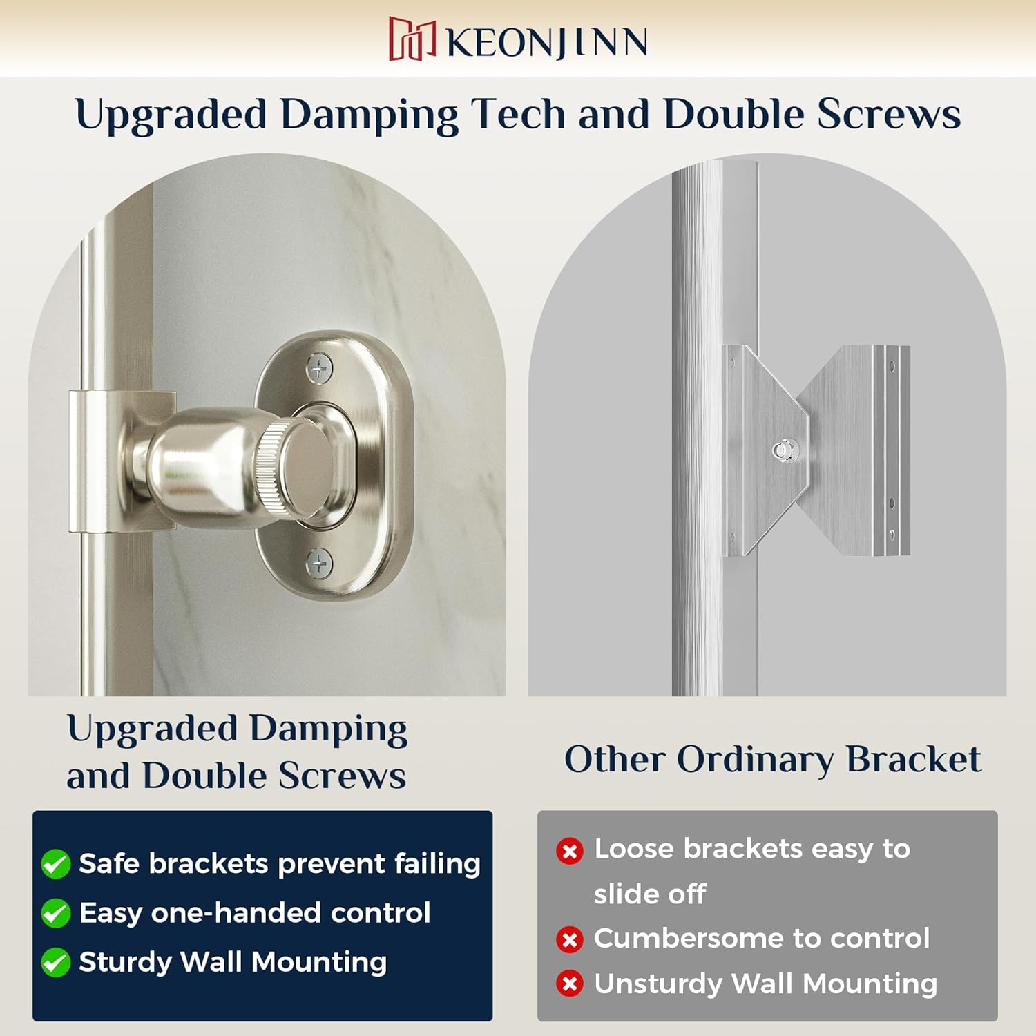 Keonjinn 40 x 30 Inch Large Pivot Mirror, Brushed Nickel Pivot Mirror Bathroom, Beveled Tilt Mirrors Bathroom for Over Sink, Rounded Corner Farmhouse Tilting Mirrors Wall Mount (Horizontal/Vertical)