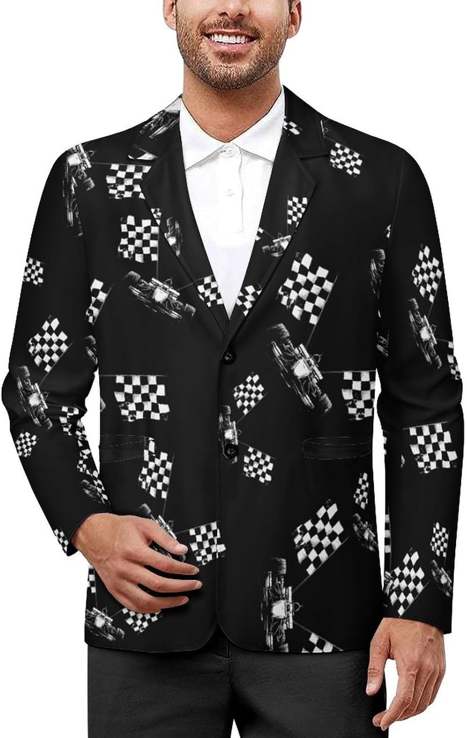 Racing Race Car Men's Blazer Printed Button Suit Jacket Slim Sport Coat Blazers