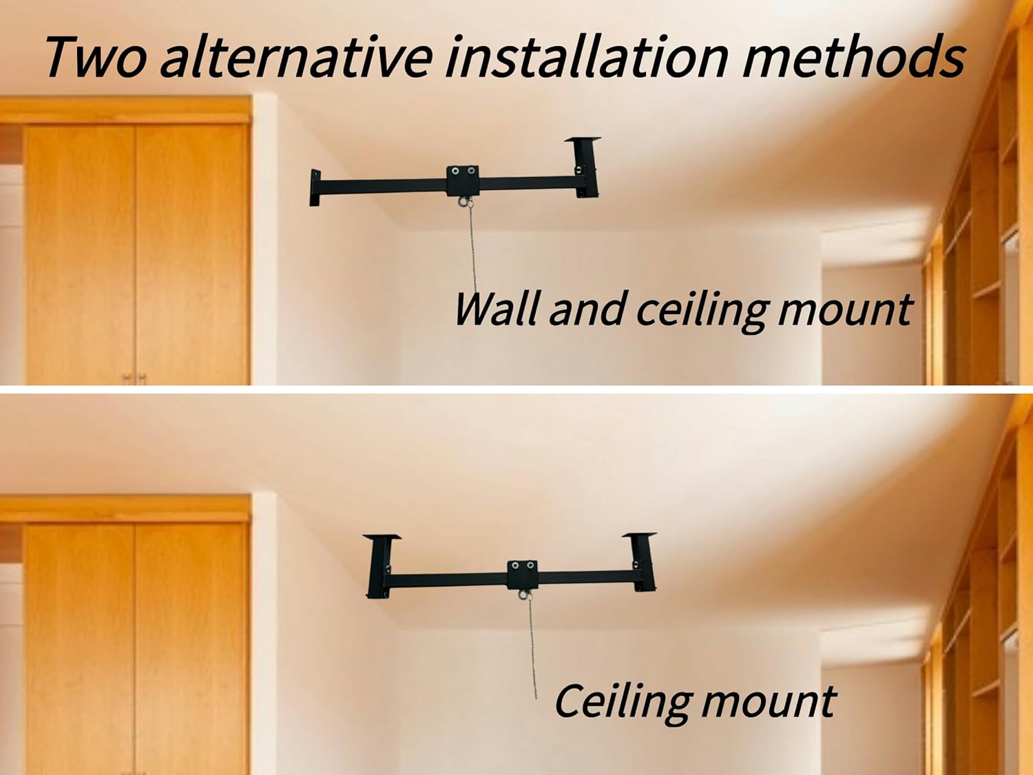 Wall Ceiling Heavy Bag Hanger Roller Mount Saving Space 44'' Long Ease Adjust for Heavy Punching Bags up to 300 LBS